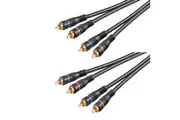 4pc Goobay Flexible 1.5m Male RCA Stereo Cable Connector Cord For Speaker Black