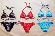 NWT Baby Phat BP Bikini swimsuit S M L swimwear Black Blue Red Gold paisley