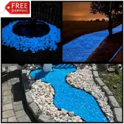 NAMTSO Glow in the Dark Rocks Outdoor, 500Pcs Blue Glow Rocks Outdoor Garden, Gl