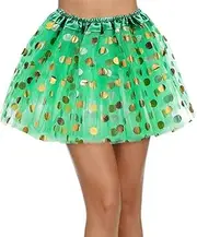 [Aularso] St Patricks Day Irish Adult Tutu Skirt Green 3 Layered Fluffy Tulle Skirt Irish Party Costume for Women