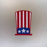 American Top Hat Patch — Iron On Badge Embroidered Motif — Uncle Sam USA US Flag