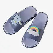 [YUYUBAOER] Kids Slipper Boys Girls Beach Pool Bathroom Anti-Slip Sandals House Shoes, Adult Slip-On Summer Slides Flip Flops Mens Dark Bliue-34~35