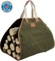 Canvas Log Carrier Bag,Waxed Durable Wood Tote, Fireplace Stove Accessories,Extr