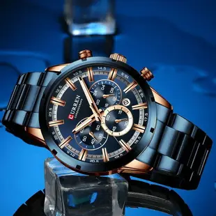 Curren 新款時尚男士手錶配不銹鋼頂級品牌豪華運動計時表石英 8355X