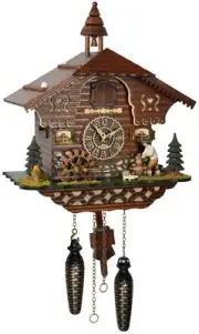 Trenkle Quartz Cuckoo Clock Black Forest House with Moving Wood Chopper and M...