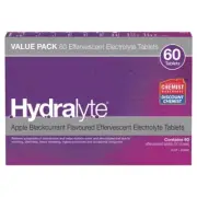 Hydralyte Electrolyte Effervescent Apple Blackcurrant 60 Tablets Exclusive Size