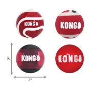 KONG Ball Signature 4 Pack SMALL Bouncy Squeaky & No Squeak Dog Fetch Toys 2"