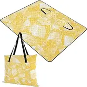 Camping Picnic Rug Water-Resistant Hiking Garden Mat for Baby Concert Blanket Cartoon Crystal Light Yellow 60x80in