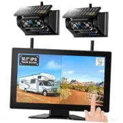 Magnetic Solar Wireless Backup Camera HD 1080P DVR 10.1" Touchscreen Monitor,