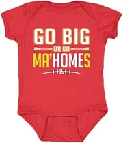 Go Big or Go Mahomes Kansas City Kids Football Fan Apparel, Red Onesie, 18 Months, Red Onesie, 18 Months