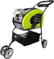 Pet Stroller Dog Stroller Cat Stroller 5-in-1 Dog Stroller with Detachable Carrier Pet Stroller Carrier Backpack for Puupy and Cats Up to 17 Lbs Dog Pram Dog Cat(Color:Green)