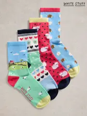 White Stuff Green Springtime Ankle Socks 4 Pack (F74488) | $51