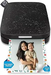 HP Sprocket Portable 2x3 Instant Photo Printer (Noir) Print Pictures on Zink Sticky-Backed Paper from Your iOS & Android Device.