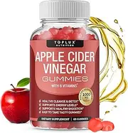 Apple Cider Vinegar Gummies - 1000mg Organic ACV with The Mother for Immune System, Detox & Cleanse, Gummy Alternative to Apple Cider Vinegar Capsules, for Men Women, 60 Gummies, toplux Supplement