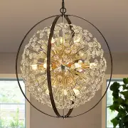 Faibra 23.4'' Black Gold 12-Light Globe Sputnik Chandelier Modern Industrial ...