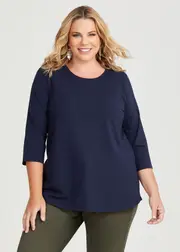 [Virtuelle] Taking Shape Good Earth Australian Cotton 3 / 4 T-shirt Size 26 in Navy - Plus Size Women's Basics Navy