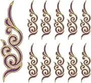 uxcell 10 Pack 6.9" Embroidery Appliques for Sewing, Embroidered Applique with Gold Trimming Floral Sew Iron on Patch for DIY Sewing Crafts Wedding Clothing Decor, Purple