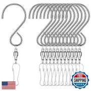 JJUNW 12Pcs Wind Spinner Swivel Hooks 360 Degree Dual Windsock Chime Supplies