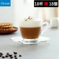 在飛比找momo購物網優惠-【Ocean】把手玻璃杯 245ml 咖啡杯盤組 18杯贈1