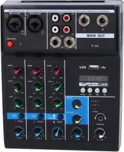 F4A Audio Live Mixer USB Interface Audio Mixer 4 Channel, Stereo DJ Sound Contro