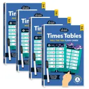 4x Junior Explorers Kids Times Table Pull-the-Tab 5y+ Educational Flash Cards