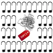 50 PCs Plastic Coated Bungee Cord Hooks Spiral Bungee Hooks and 50 PCs Hog Ri...