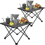 SHENMAIDAY 2 Pack Small Camping Table, Portable Folding Beach Side Table, Outdoor Camping Table, Camping Accessories, Suitable for Outdoor Cooking, Hiking, Traveling, picnics (Black)