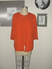 NEW ST.JOHN LOVELY!! FLOWY VENETIAN RED JACKET & SHELL KNIT SLEEVELESS TOP*M