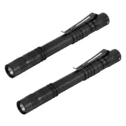 Mini Flashlight with Clip, 2 Pcs Small LED Flashlight Two Battery Powered, Black