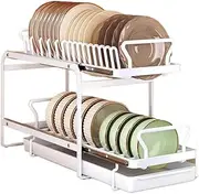 LeoLeoii Kitchen Cabinet Pull-Out Bowl Rack Kitchen Cabinet Pull-Out Bowl and Dish Storage Rack Drawer Bowl and Dish Storage Rack Plate and Dish Drainage Rack Kitchen Accessories