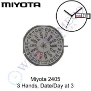 Genuine Miyota 2405 Watch Movement Japan 3 Hands, Date/Day at 3