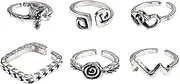 [POYAMUSE] Toe Rings with Sun, Moon and Star Patterns - Bohemian Knuckle Rings Set - Adjustable Opening Toe Rings for Women Beachy Barefoot Sandal Jewelry