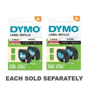 Dymo LetraTag Plastic Label Tape 12x4mm (Pack of 2)