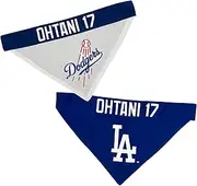MLBPA Reversible Dog Bandana - SHOHEI OHTANI #17 Pet Bandana - MLB Los Angeles Dodgers Home & Away Bandanna, Size Large/X-Large