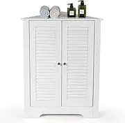 Giantex 3 Tier Corner Cabinet, Space-Saving Floor Storage Cabinet w/ 2 Shutter Door & Height-Adjustable Shelf, Free-Standing Organizer for Bathroom, Entryway, Living Room, Bedroom, White
