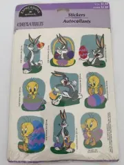 NEW VTG Looney Tunes Bugs Bunny Tweety EASTER Stickers 1995 4 Sheets Sealed