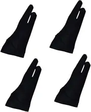 Operitacx 4pcs Drawing Two Finger Gloves Mittens Tablet Painting Gloves Left Right Hand Gloves Two-finger Gloves Paper Sketching Gloves Anti-mishandling Gloves High Elastic Spandex Black