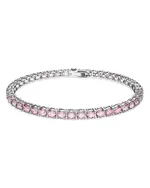 Swarovski Matrix Pink Crystal Extra Large Tennis Bracelet in Rhodium Plated