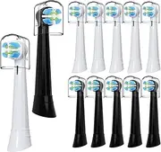 Toothbrush Replacement Heads Compatible with Oral B iO Series Electric Toothbrush, 12 Pack (White+Black) Soft Bristles Replacement Toothbrush Heads for iO 2 3 4 5 6 7 8 9 10 Series