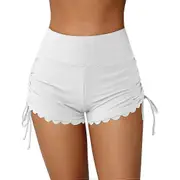 Charmleaks Women Swim Shorts High Waisted Swimsuit Shorts Swim Bottom Board Shorts white M
