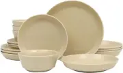Gibson Home Summer Shades 16-Piece Porcelain Dinnerware Set for 4 – Taupe, Plate