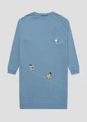 graniph x Doraemon Drop Shoulder Sweat Dress Blue "Air Crayon" Model Limited JP