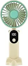 IOIUSKKU Neck Mini Fan With Clear Lighting Gear Core Cyclone Boost And Detachable Mesh Cover And Display Screen ABS Handheld Mini, Beige