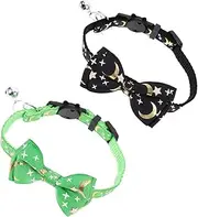 2Pcs Kitten Collar with Bell and Bow Knot Lightweight Decorative Neck Decor for Parties Birthdays and Daily Wear for Cats and Kittens