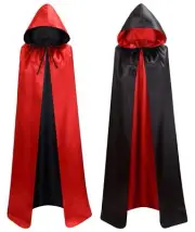 Unisex Reversible Hooded Cloak Cape for Christmas Halloween Party Vampires Co...