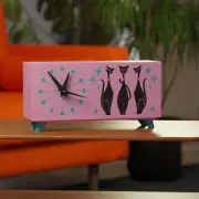 Atomic Cat Desk Clock – Mid Century Modern Retro Clock with Starburst Design MCM
