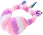 [CLISPEED] 1Pc Lovely Unicorn Plush Ear Cover Foldable Winter Earmuff Portable Ear Protector for Adults Fluffy Warm Design for Outdoor Activities for Skiing School