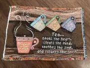 Tea Opens the Heart Teas Sweet Green Cup Tapestry Fabric Material Pillow Panel