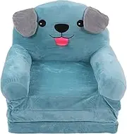 Blue Puppy Children Sofa, Cloth Sponge Comfy Toddler Chair, Sturdy Wide Armrests Folding Sofa Bed for Read Books, Watch TV (3 Tier)