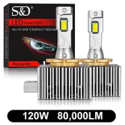 120w 80000lm-80000lm D3s Led Headlights Canbus D1s D2s D4s D5s D8s D1r D2r D3r D4r D5r D8r 120w Turbo Led 5070 Csp Chip 6000k White 12v 24v